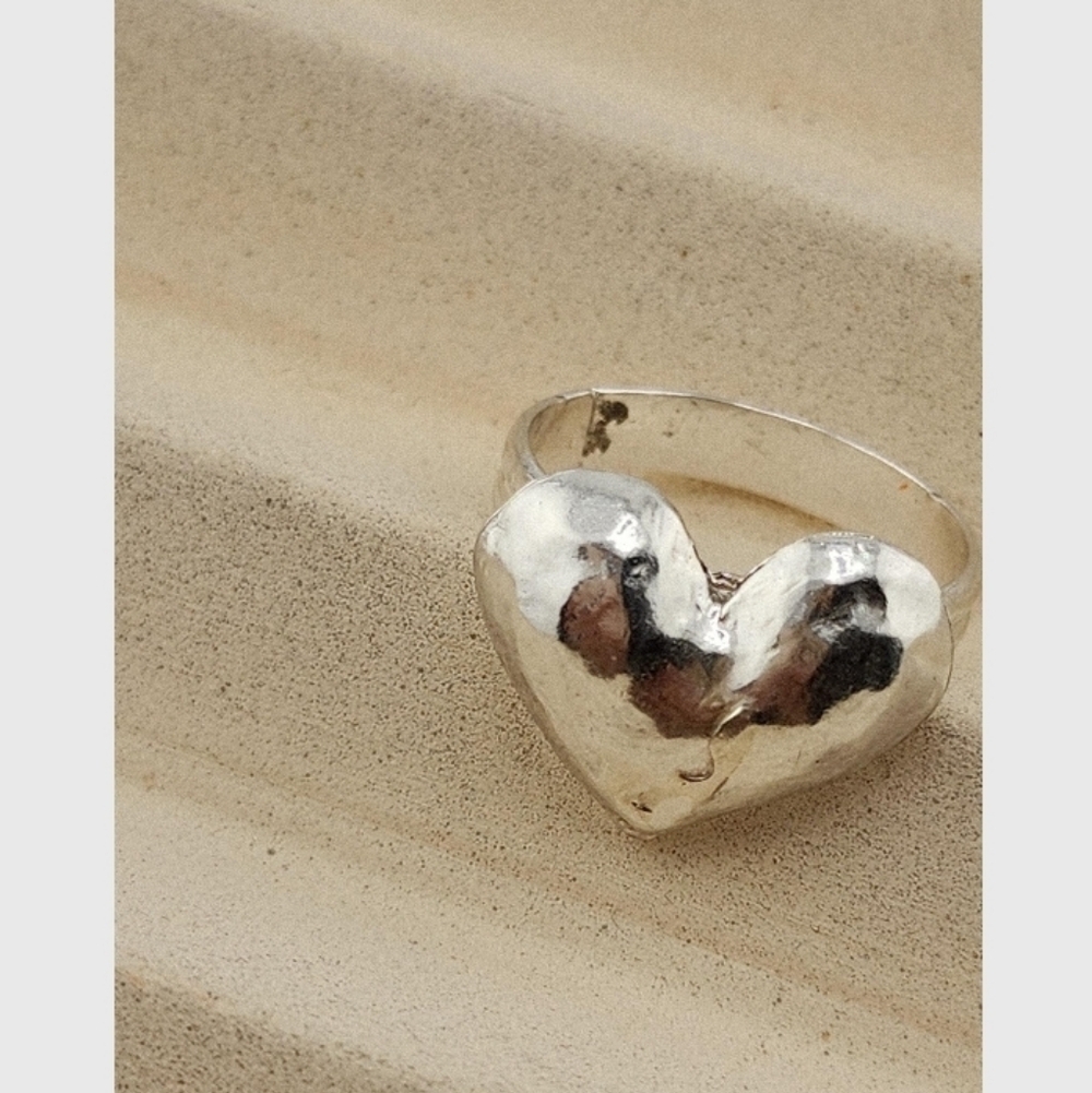 HEART HOLLOW RING HANDMADE IN STERLING SILVER METAL SIZE 9.5 - Picture 4 of 6
